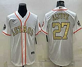 Men's Houston Astros #27 Jose Altuve White Gold 2022 World Series Champions Stitched Cool Base Nike Jersey,baseball caps,new era cap wholesale,wholesale hats
